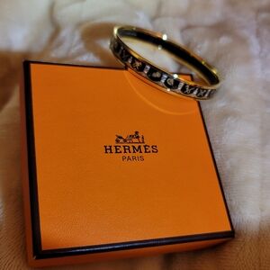 HERMES Cloisonne Bangle Bracelet Black/Gold/Never Worn/ Brand New ❤️